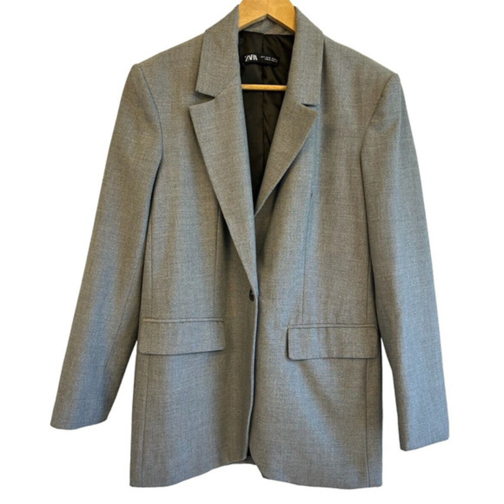 Zara Womens‎ Oversized Blazer Size Small Gray Single Breast